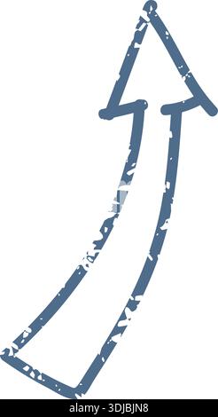 Blue arrow icon element. Ai interface doodle style illustration Stock Vector