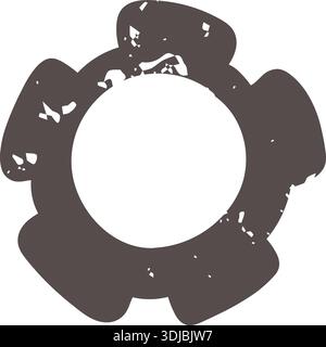 Brown settings icon element. Ai interface doodle style illustration Stock Vector