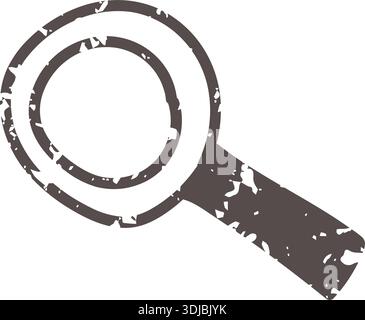 Brown button search icon element. Ai interface doodle style illustration Stock Vector