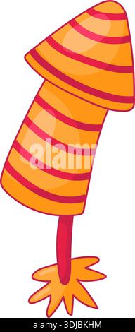 Yellow Traditional Chinese Firecracker. Flat Style Illustrations. Lunar Chinese New Year Element Stock Vector