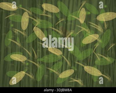 Green flower and nature pastel border on textured wooden background Stock Photo