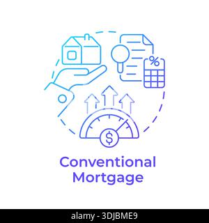Conventional mortgage blue gradient concept icon Stock Vector