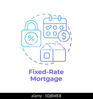 Fixed-rate mortgage blue gradient concept icon Stock Vector