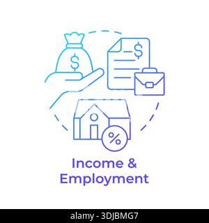 Income and employment blue gradient concept icon Stock Vector
