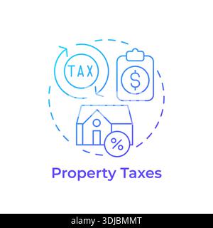 Property taxes blue gradient concept icon Stock Vector