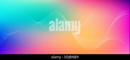 Blurred bright colors mesh background with wavy white lines Stock Vector