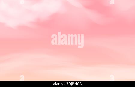 Pink sky background with light clouds. Realistic soft pastel color beautiful nature art Stock Vector