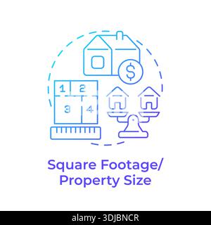 Square footage and property size blue gradient concept icon Stock Vector