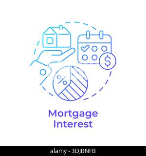 Mortgage interest blue gradient concept icon Stock Vector