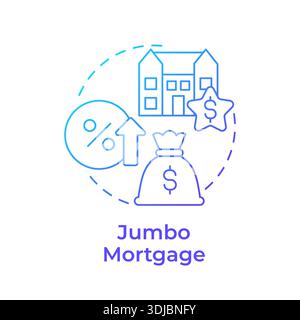 Jumbo mortgage blue gradient concept icon Stock Vector