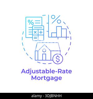 Adjustable-rate mortgage blue gradient concept icon Stock Vector