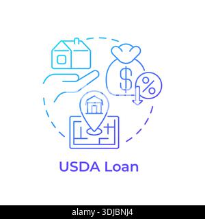 USDA loan blue gradient concept icon Stock Vector