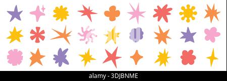 Trendy colorful doodle shapes. Abstract brutalist elements set Stock Vector