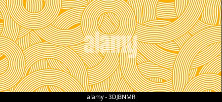 Trendy lines geometric backdrop. Spaghetti background. Pasta yellow poster Stock Vector