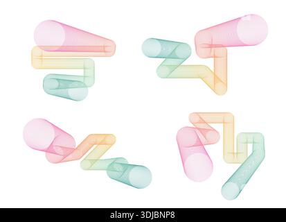 Wavy 3d shape with colorful gradient. Linear blend vector Stock Vector