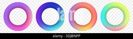 Liquid gradient round frames collection isolated on transparent background. Stock Vector