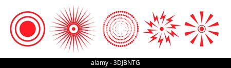 Pain point icon collection. Red mark painful target symbol Stock Vector