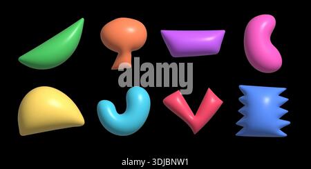 3d abstract shapes collection. Empty realistic design badges collection Stock Vector
