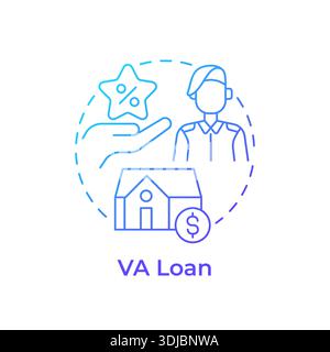 VA loan blue gradient concept icon Stock Vector