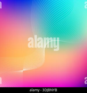 Blurred bright colors mesh background with wavy white lines Stock Vector