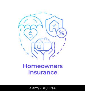 Homeowners insurance blue gradient concept icon Stock Vector