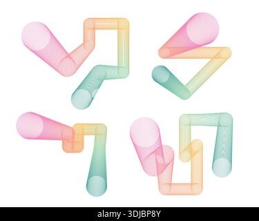 Wavy 3d shape with colorful gradient. Linear blend vector Stock Vector