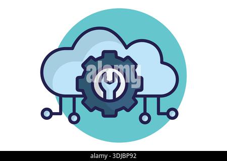 Cloud services icon. colored icon style. icon related to technology. IT support elements vector illustration Stock Vector