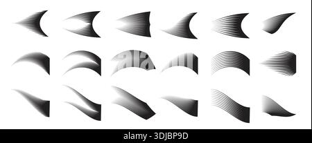Speed lines isolated set. Motion effect of wavy black lines. Stock Vector