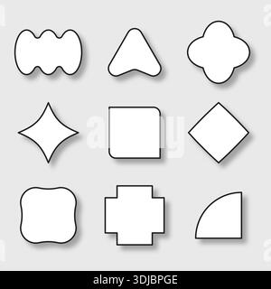 White geometric shapes with shadow. Stock Vector