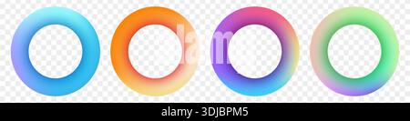 Liquid gradient round frames collection isolated on transparent background. Stock Vector