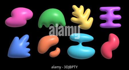 3d abstract shapes collection. Empty realistic design badges collection Stock Vector