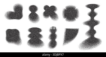 Dotwork abstract minimalistic geometric elements set. Stipple shadows collection Stock Vector