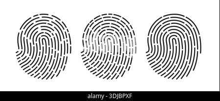 Fingerprint scanning icon. Black sign of identification Stock Vector