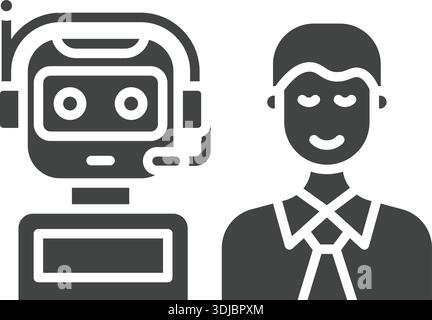Human AI collaboration icon. Suitable for mobile apps, web apps and print media. Stock Vector