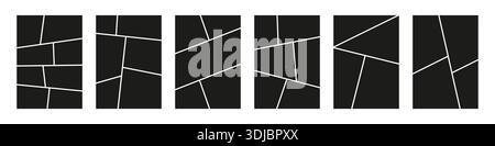 Photo collage black frames collection. Puzzle mood board creative set. Stock Vector
