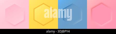Trendy color hexagon 3d background set. Stock Vector