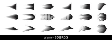 Speed lines isolated set. Motion effect of wavy black lines. Stock Vector