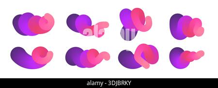 Modern 3d shapes set. Fluid gradient blend vector art with liquid color Stock Vector