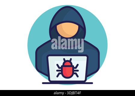 Cyber crime icon. colored icon style. icon related to technology. IT support elements vector illustration Stock Vector