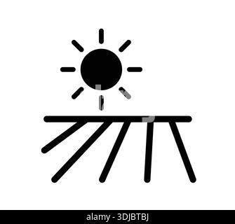 Simple and elegant minimalist icon featuring a sun above horizontal lines representing rays and horizon, perfect for design and nature concepts. Stock Vector