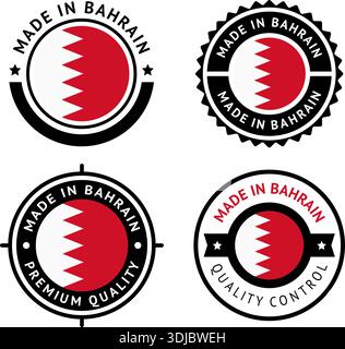 National flag of the Kingdom of Bahrain, set flat vector icons Stock Vector