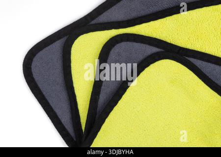 yellow gray rags for cleaning the house. Disposable dust rags. Stock Photo