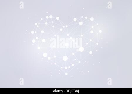 Abstract Glowing Heart Made of Connected Lines and Nodes Stock Vector