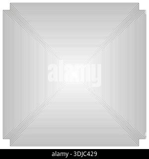 Infinite tunnel Vector. Geometric square perspective. Concentric frame pattern. Professional soft grey background. EPS 10. Stock Vector
