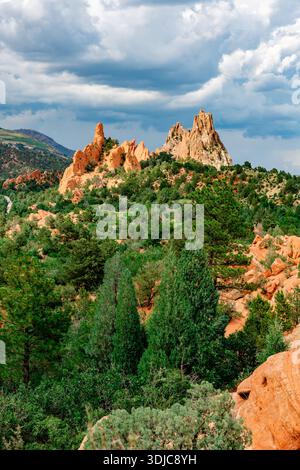 Majestic View of Highpoint Overlook at Garden of the Gods Colorado Stock Photo