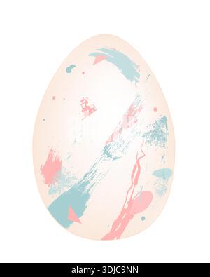 Easter egg decorated with blue and pink spots and strokes. Baby gender reveal party design element. Vector icon isolated illustration. Stock Vector