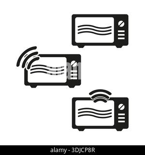 Microwave oven icons. Wi Fi signal. Kitchen appliance Vector. Household device set. EPS 10. Stock Vector