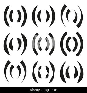 Curved bracket set. Black arc group. Parenthesis shape Vector. Abstract line pattern. EPS 10. Stock Vector