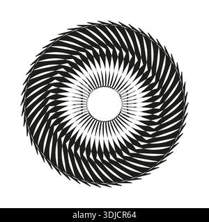 Mechanical gear Vector. Abstract sharp vortex. Black circular turbine. Sharp edge design. EPS 10. Stock Vector