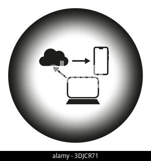 Device connection icon. Cloud sync Vector. Computer phone network. Round gradient background. EPS 10. Stock Vector